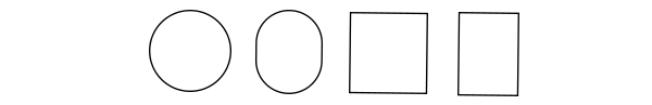 サークル・オーバル・スクエア・レクタングル の4つの形
