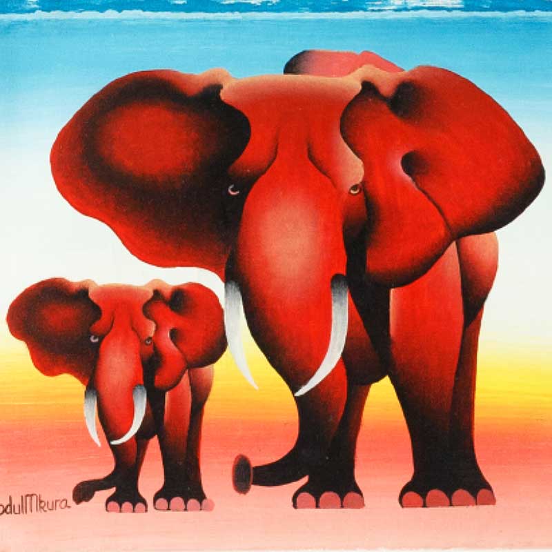アフリカンアート27 / ゾウの親子 | ボー・デコール オンラインショップ