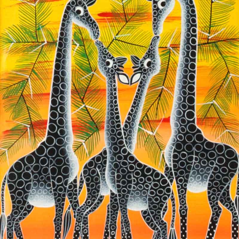アフリカンアート32 / キリンの親子 | ボー・デコール オンラインショップ