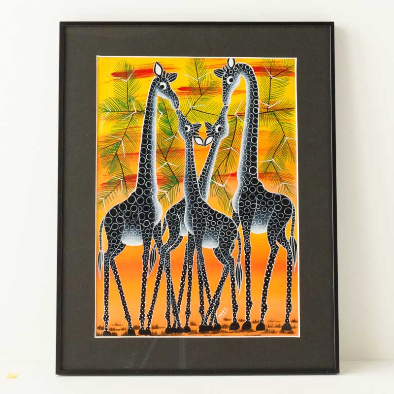 アフリカンアート32 / キリンの親子 | ボー・デコール オンラインショップ