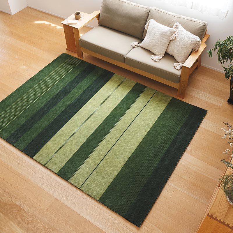 天然素材の厚手ウールラグ [ハグみじゅうたん]ディープグリーン/ER6179