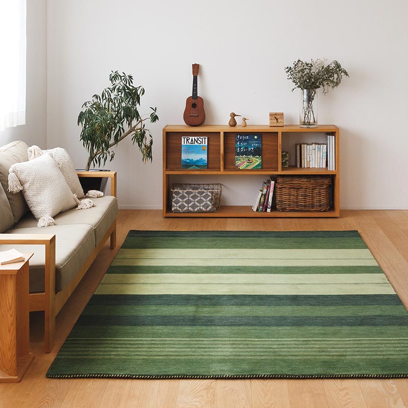 天然素材の厚手ウールラグ [ハグみじゅうたん]ディープグリーン/ER6179