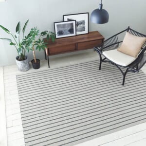 [ハグみじゅうたん®] てざわりアーバンシリーズ ナチュラルモダンな厚手ウールラグ [てざわりステッチボーダー(アイボリー・ブラック)] / ER625