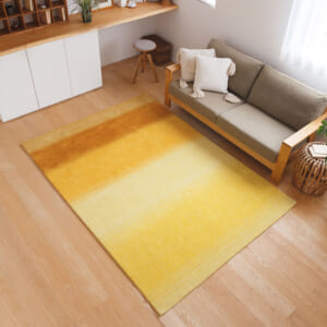 [ハグみじゅうたん®] てざわりハーモニーシリーズ 天然ウールを手仕事で織り上げたカラフル風水ラグ / ゴールド(イエロー) / ER6301