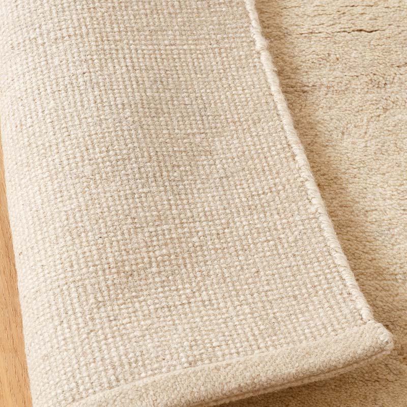 極厚のふかふか手織り絨毯（上質ウール100% / 厚手）[ナチュラル 
