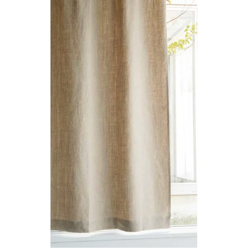 ベージュ リネン風カーテン（ウニコ・100×198） 遮光性を高めた透けにくい厚手リネンカーテン [ドレープアイボリー