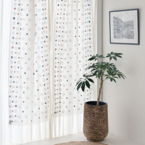 ドット / ネイビー / レイヤードカーテン | ボー・デコール