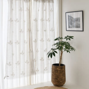 フレンチリネンカーテン 約100 x 220cm×2枚　ベージュ　未使用品 サイズ合えばお買得】 フレンチリネンカーテン ＜2枚組／1枚
