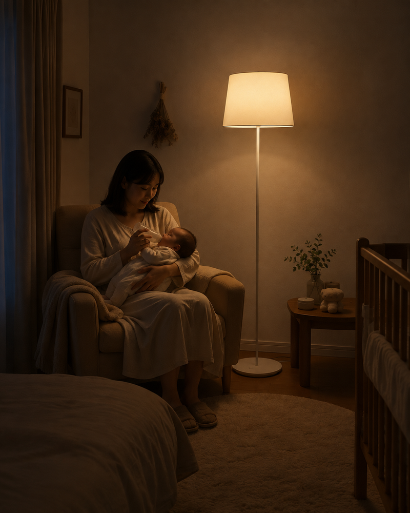 組み合わせを選べる調光フロアライト-授乳タイム