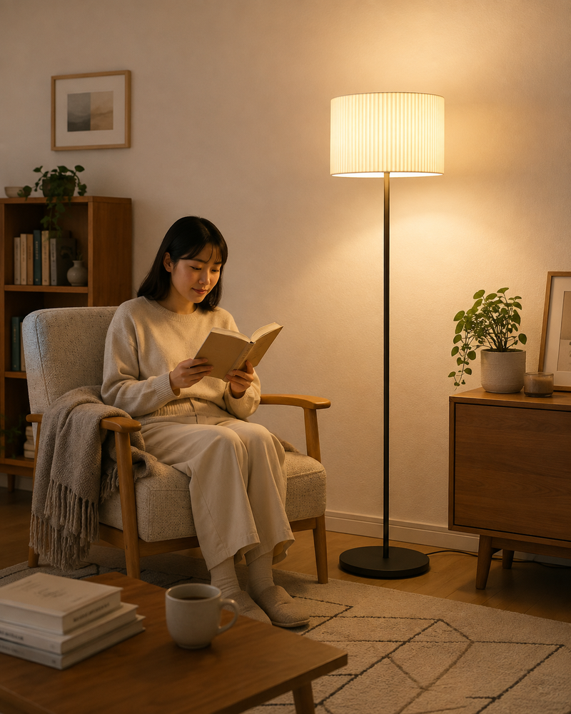 組み合わせを選べる調光フロアライト-読書タイム