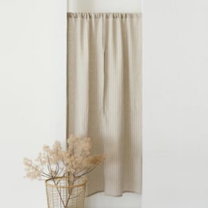 暖簾 リネン（麻）100% 薄手のれん / ボーダーオレンジ / LN3021