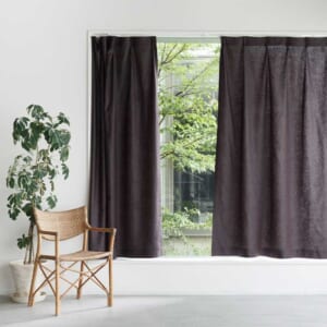 ダークブラウン Chintz / リネン100％カーテン / ドレープ