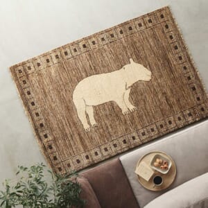 古典柄を再現したライオンラグ [アイボリー ベア×グレージュ] / MC530C