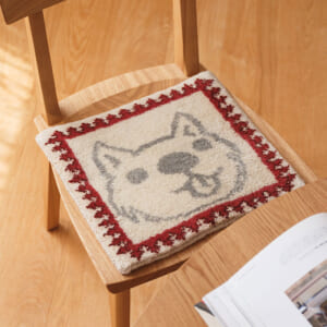 ラフ描きシートクッションいぬ/MCDGJC/02シロ/ウールチェアパッド