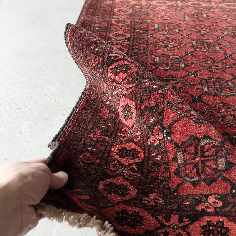 【中古/美品】トライバルラグ ボルドー系 90x150cm クリーニング済 トライバルラグ [トルクメン バシリ] / 1990年代 / OR1130 | ボー