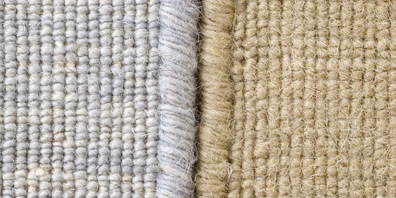ハグみじゅうたん てざわり無地とスタンダードウールラグサンドベージュ 織りの比較