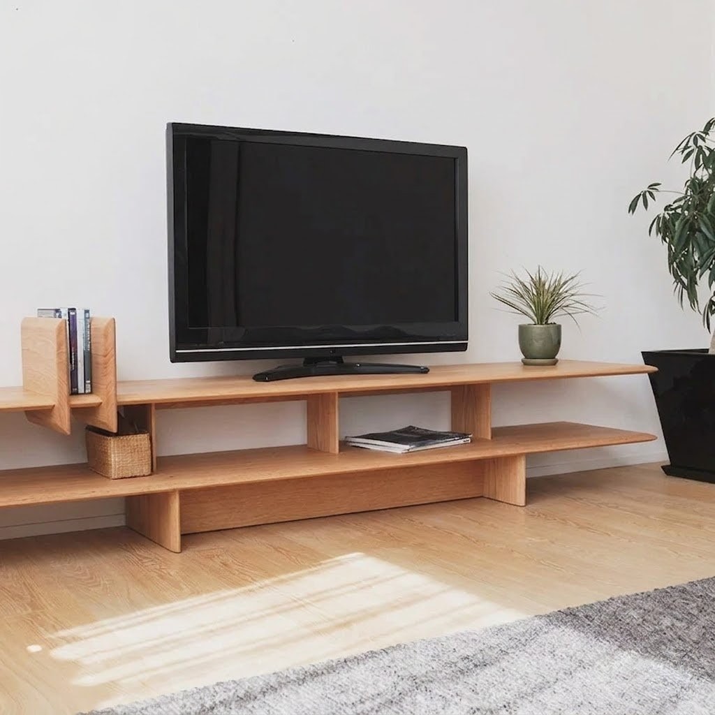 総無垢材のオープンテレビボード