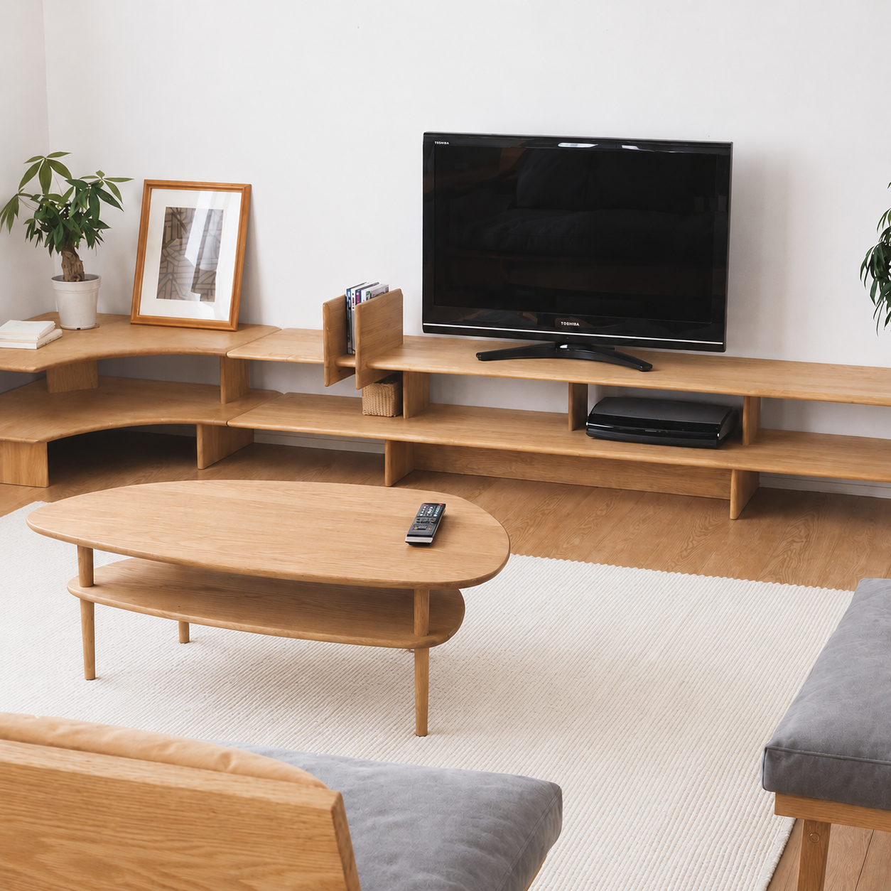 総無垢材のオープンテレビボード