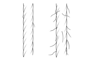 長繊維と短繊維のイメージ