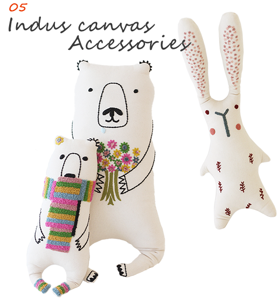 インダス帆布 手刺繍小物