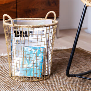 持ち手つきラウンドバスケット