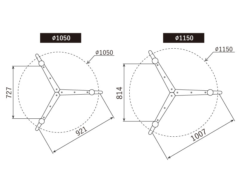 3本脚の丸テーブル
