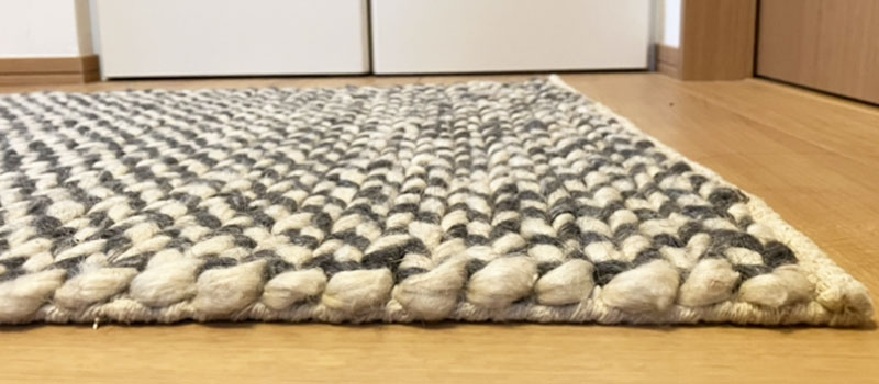 WW MIX amiamiシリーズ 玄関マット 天然素材ウールのおしゃれなラグマット / ダークグレー＆ホワイト / WW54AE