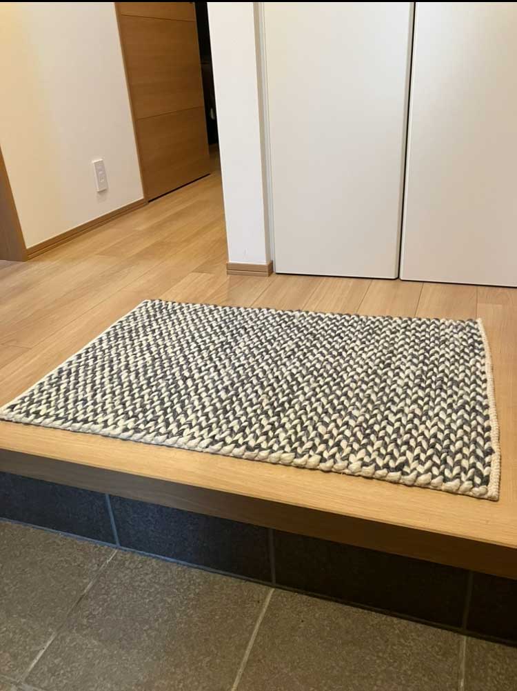 WW MIX amiamiシリーズ 玄関マット 天然素材ウールのおしゃれなラグマット / ダークグレー＆ホワイト / WW54AE