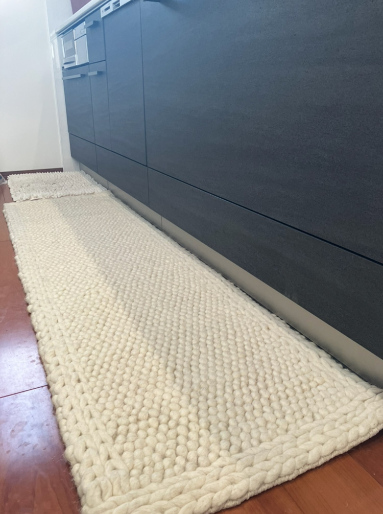 WW MIX flameシリーズ おしゃれに使える天然素材のキッチンマット [ミルキーホワイト スリム] / WW51S