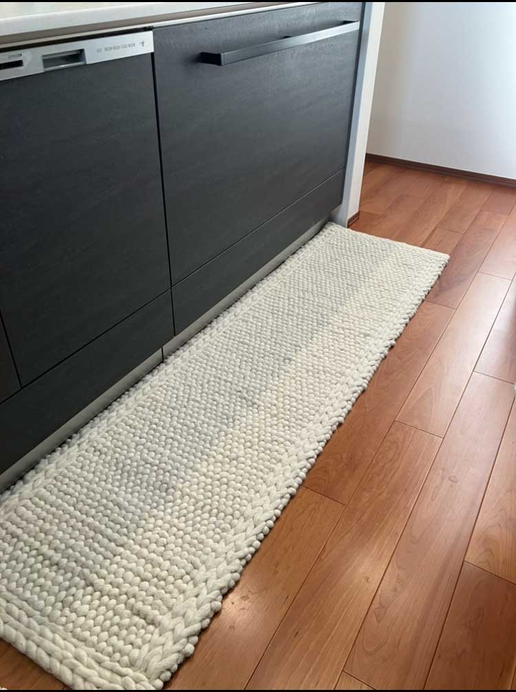 WW MIX flameシリーズ おしゃれに使える天然素材のキッチンマット [ミルキーホワイト スリム] / WW51S