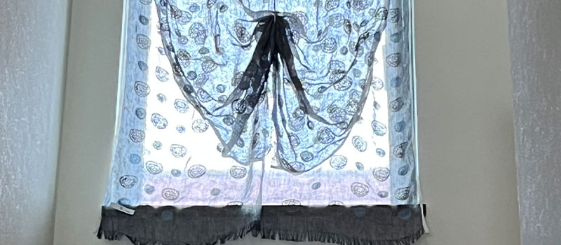 ドット / ネイビー / レイヤードカーテン