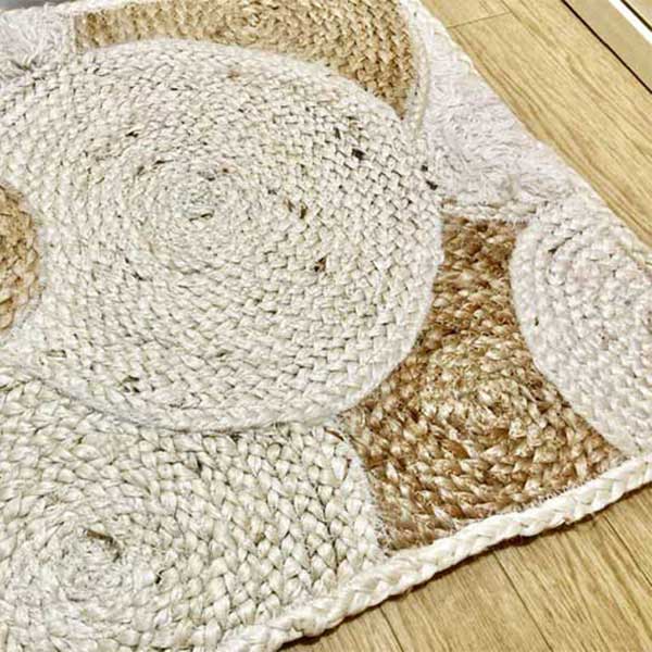 フェルト滑り止め ジュートラグ N（エヌ）シリーズ 天然素材のジュートラグ 玄関マット ウールミックス ナチュラル アイボリー [N en（えん）マット / GR103E]