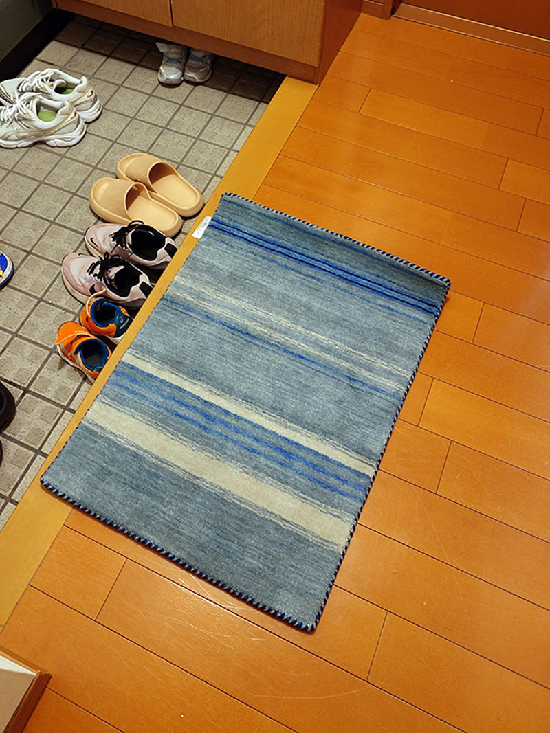 [ハグみじゅうたん®] てざわりいろはシリーズ 上質ウールの天然素材玄関マット [ハグみじゅうたん] しずく / ER6504BLE