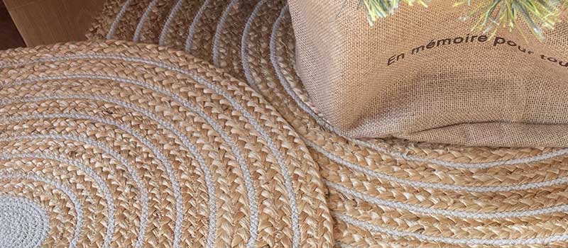 ジュートラグ(麻ラグ) [ライト] シリーズ 手仕事で仕上げた天然素材のジュートコットンマット [サークル]