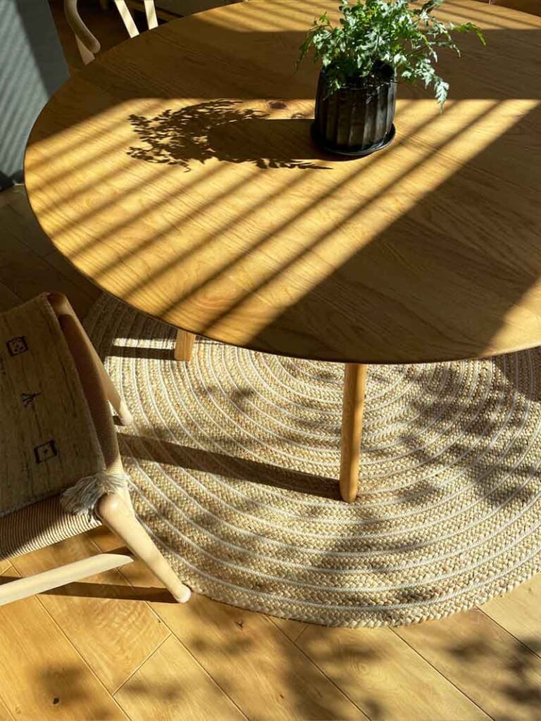 ジュートラグ(麻ラグ) [ライト] シリーズ 手仕事で仕上げた天然素材のジュートコットンマット [サークル]