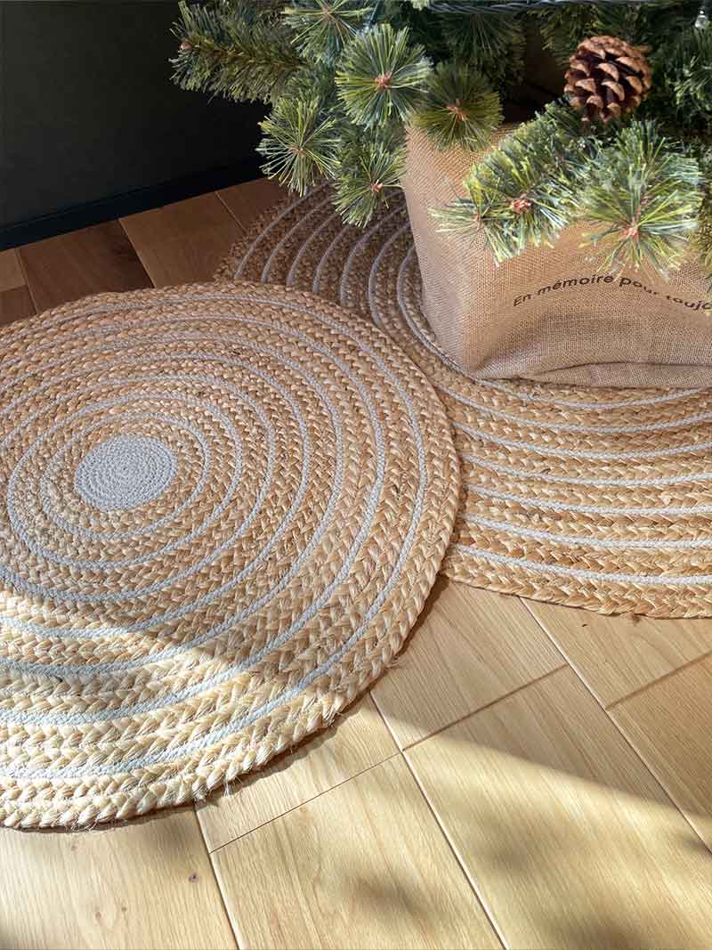 ジュートラグ(麻ラグ) [ライト] シリーズ 手仕事で仕上げた天然素材のジュートコットンマット [サークル]