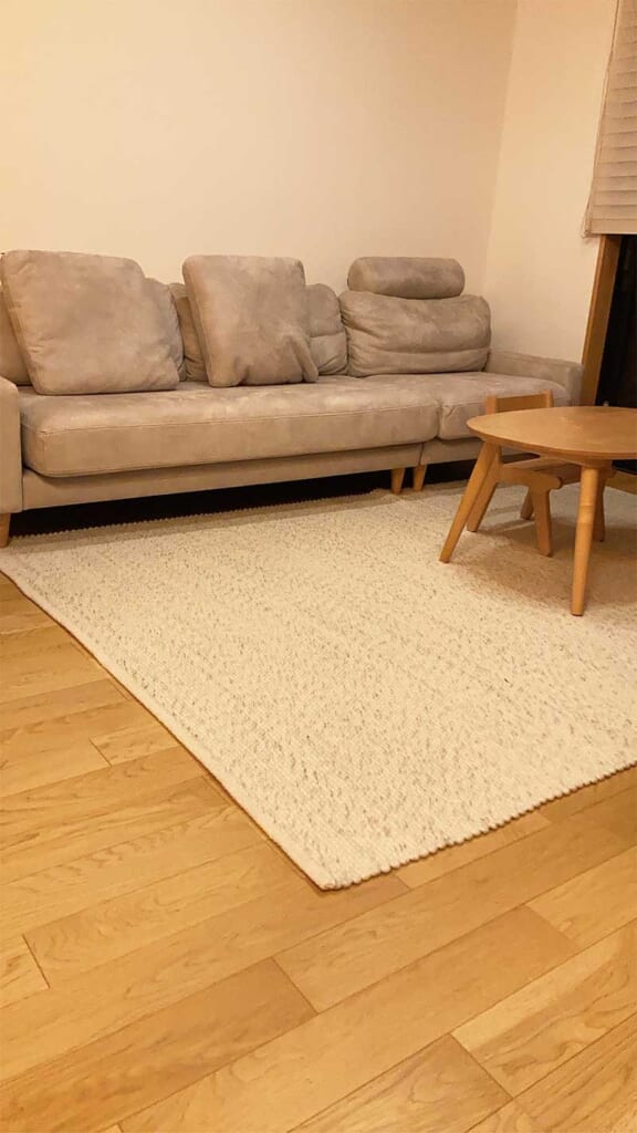 Blend（ブレンド）シリーズ アイボリーの天然素材ウールラグ / リバーシブルの薄手ウール絨毯 [ブレンドW アイボリー / J2109VR]