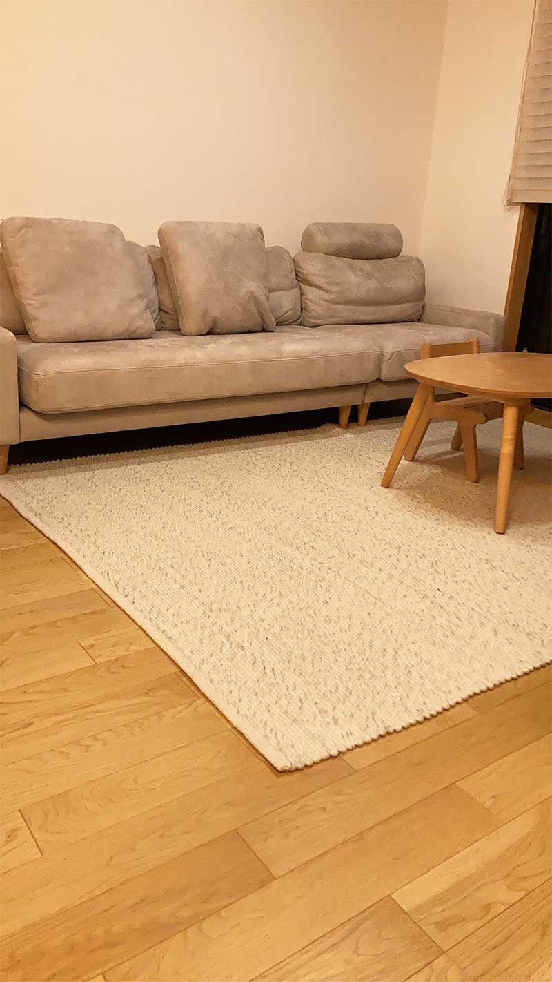 Blend（ブレンド）シリーズ アイボリーの天然素材ウールラグ / リバーシブルの薄手ウール絨毯 [ブレンドW アイボリー / J2109VR]