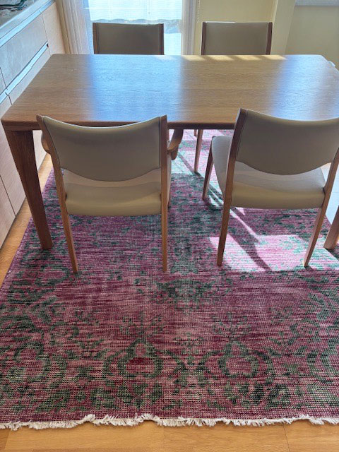 ヴィンテージ風ラグ [リバースDP] ヴィンテージ風ラグ ウール100％のパープルラグ[DP04オールドローズ]