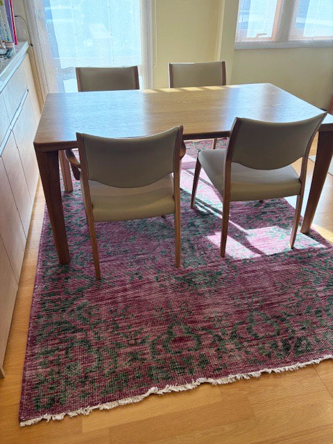 ヴィンテージ風ラグ [リバースDP] ヴィンテージ風ラグ ウール100％のパープルラグ[DP04オールドローズ]