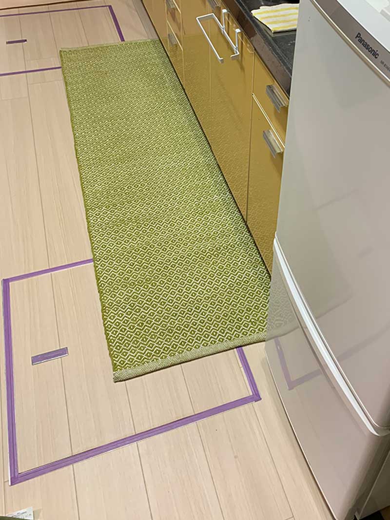 気軽に使えるコットン素材のキッチンマット [コットンラグ]ノルディック オリーブ スリム / CR8GS