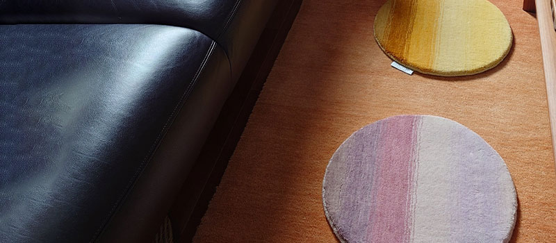 風水ラグ 円形シートクッション ウール100 / アムレット (パープル) ミニ / ER6302JC 風水ラグ 円形シートクッション ウール100 / ゴールド (イエロー) ミニ / ER6301JC