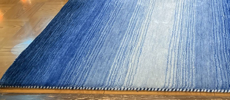 リーズナブルウールラグ 厚手のリーズナブルウール玄関マット グラデーションデザイン [ブルー(青) マット / ER6203BLE]