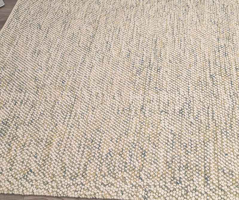 WW MIX ballrugシリーズ マンションにおすすめな天然素材のウールラグ ホワイト＆グリーン / WW47