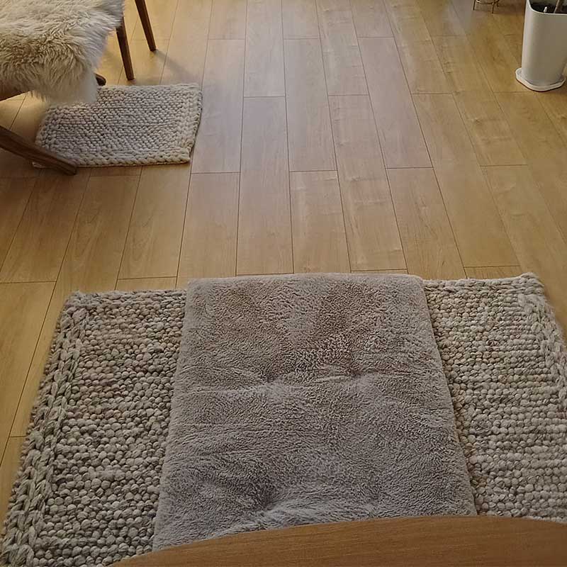 WW MIX flameシリーズ 天然素材の北欧風厚手ウールラグ [ホワイトグレー] / 上質ウールのチェアパッド [ホワイトグレー ミニ]