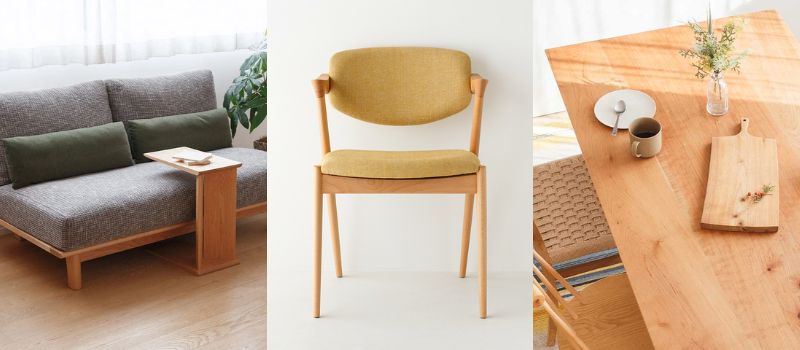 ソファとNo.42チェアと国産材のハギテーブル