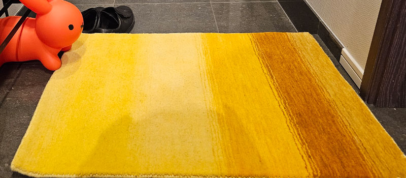 [ハグみじゅうたん®] てざわりハーモニーシリーズ 天然ウールを手仕事で織り上げたカラフル風水玄関マット / ゴールド(イエロー) / ER6301E]