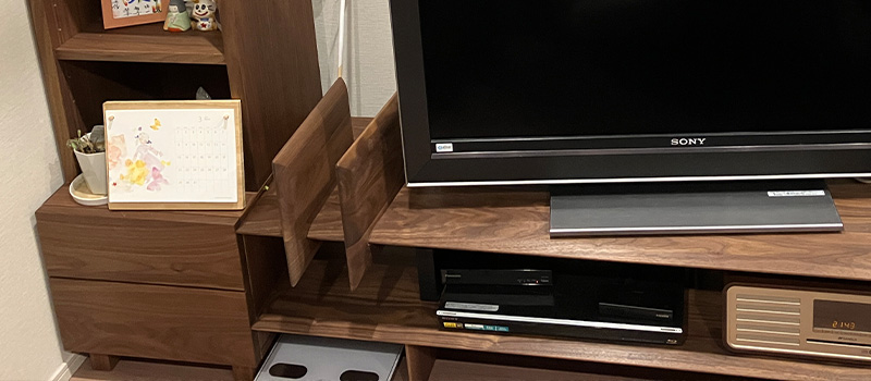 天然木のシェルフ ブックエンド オープンテレビボード