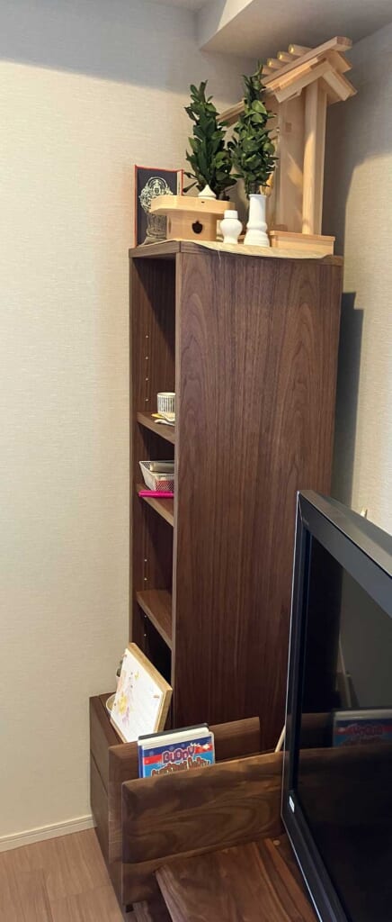 天然木のシェルフ ブックエンド オープンテレビボード