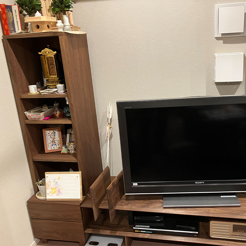 天然木のシェルフ ブックエンド オープンテレビボード